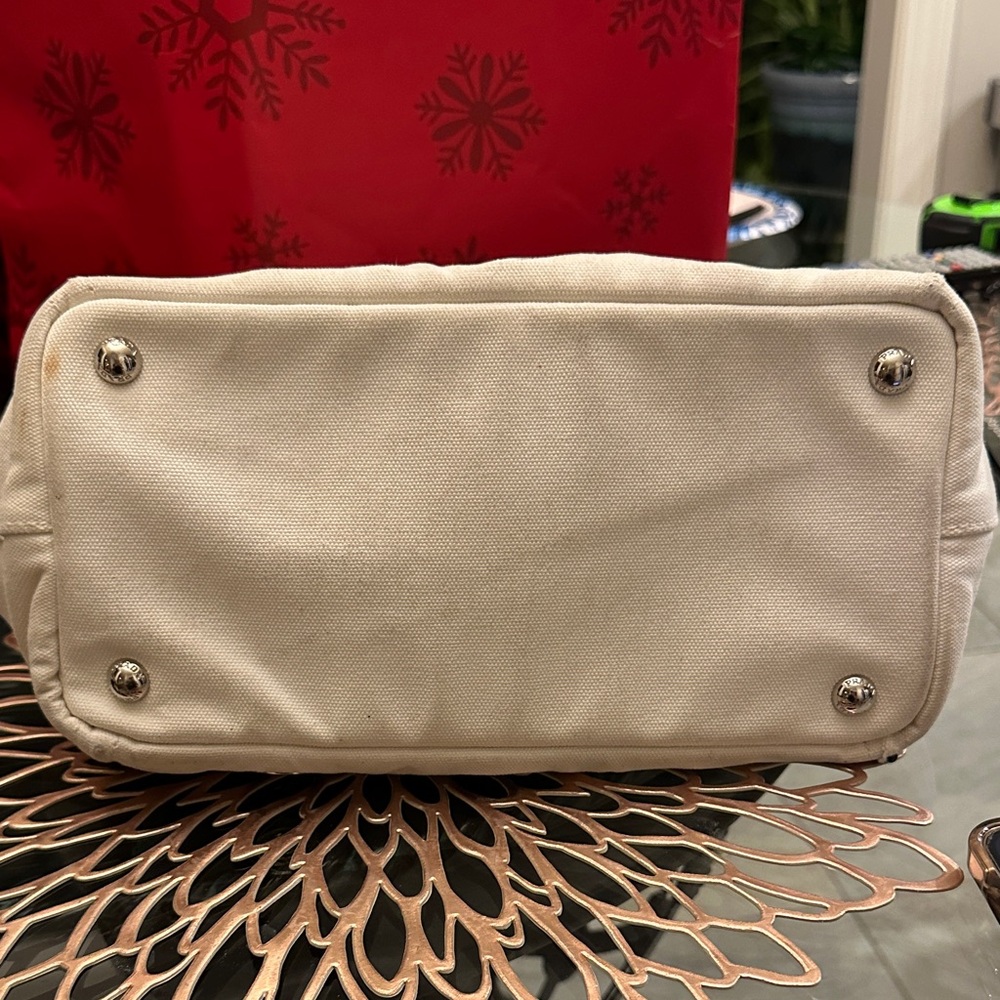 Prada Canapa Cream Canvas Tote Bag Chic and fun! - Picture 4 of 9